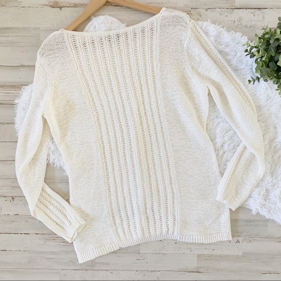 🌟Rachel Zoe White Chunky Open Knit Karla Sweater - Picture 8 of 8
